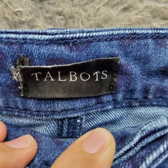 Talbots Jeans Womens Size 6 Blue Leopard Slim Ankle Cotton Blend - Picture 2 of 10